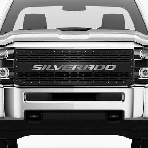 1 Piece Steel Grille for Chevy Silverado 2015-2019 - SILVERADO w/ STAINLESS STEEL UNDERLAY