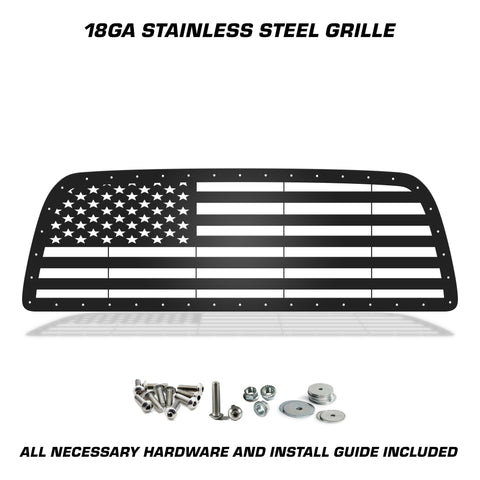 1 Piece Steel Grille for Dodge Ram 2500/3500 2010-2018 - STRAIGHT AMERICAN FLAG