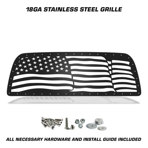 1 Piece Steel Grille for Dodge Ram 2500/3500 2010-2018 - WAVY AMERICAN FLAG