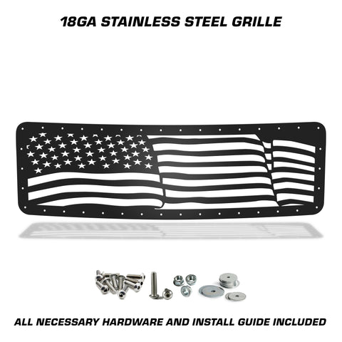 1 Piece Steel Grille for Ford F150 2009-2014 - WAVY AMERICAN FLAG