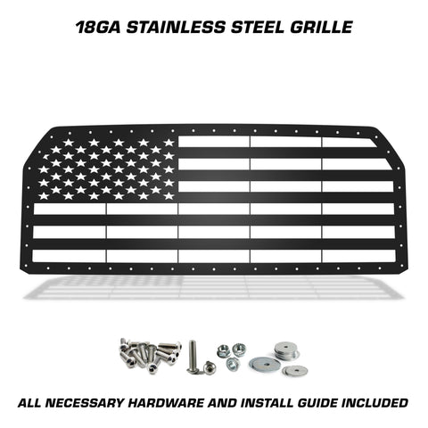 1 Piece Steel Grille for Ford F150 2015-2017 - STRAIGHT AMERICAN FLAG