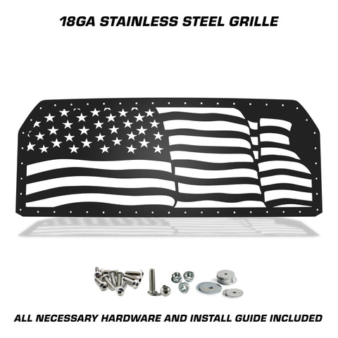 1 Piece Steel Grille for Ford F150 2015-2017 - WAVY AMERICAN FLAG