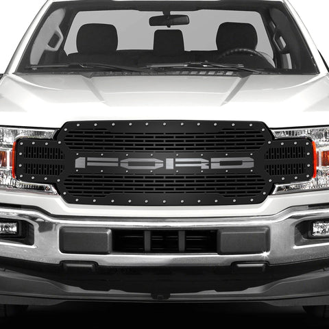 1 Piece Steel Grille for Ford F150 2018-2020 - FORD w/ STAINLESS STEEL UNDERLAY