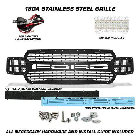 1 Piece LED X-Lite Steel Grille for Ford F150 2018-2020 - FORD