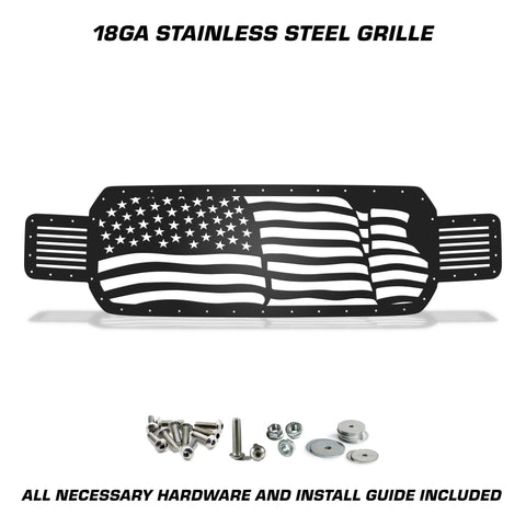 1 Piece Steel Grille for Ford F150 2018-2020 - WAVY AMERICAN FLAG