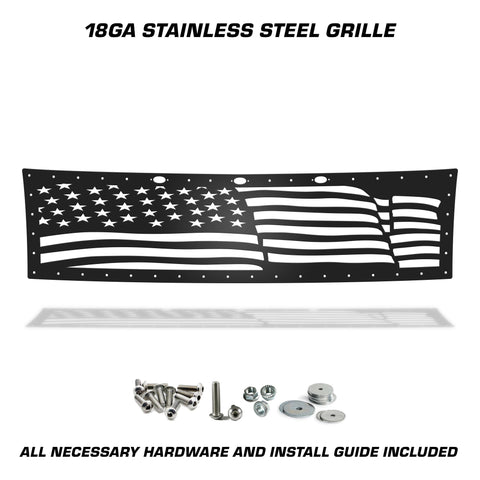 1 Piece Steel Grille for Ford Raptor SVT 2010-2014 - WAVY AMERICAN FLAG