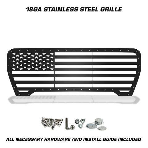 1 Piece Steel Grille for GMC Sierra 2019-2021 - STRAIGHT AMERICAN FLAG