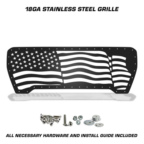 1 Piece Steel Grille for GMC Sierra 2019-2021 - WAVY AMERICAN FLAG