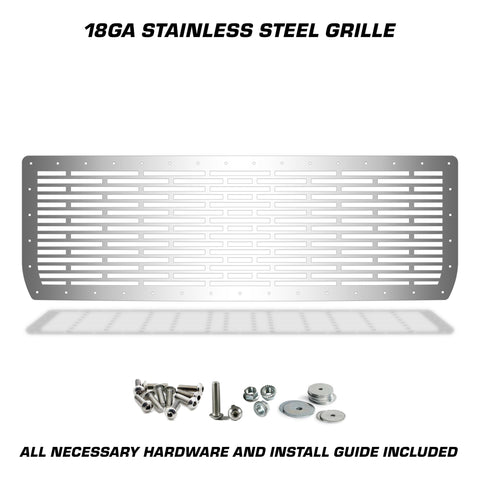 1 Piece Steel Grille for GMC Sierra & Sierra Denali 2014-2015 - BRICKS w/ STAINLESS STEEL FINISH