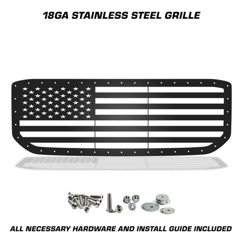 1 Piece Steel Grille for GMC Yukon Denali 2015-2020 - STRAIGHT AMERICAN FLAG