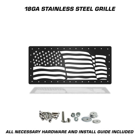 1 Piece Steel Grille for Jeep Wrangler JK 2007-2018 - WAVY AMERICAN FLAG