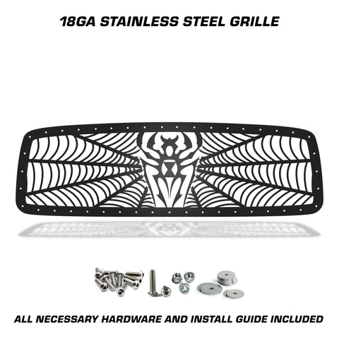 1 Piece Steel Grille for Dodge Ram 1500/2500/3500 2002-2005 - BLACK WIDOW