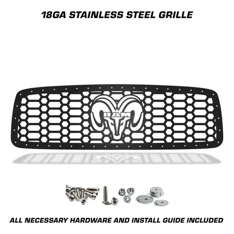 1 Piece Steel Grille for Dodge Ram 1500/2500/3500 2002-2005 - RAM HEAD V2