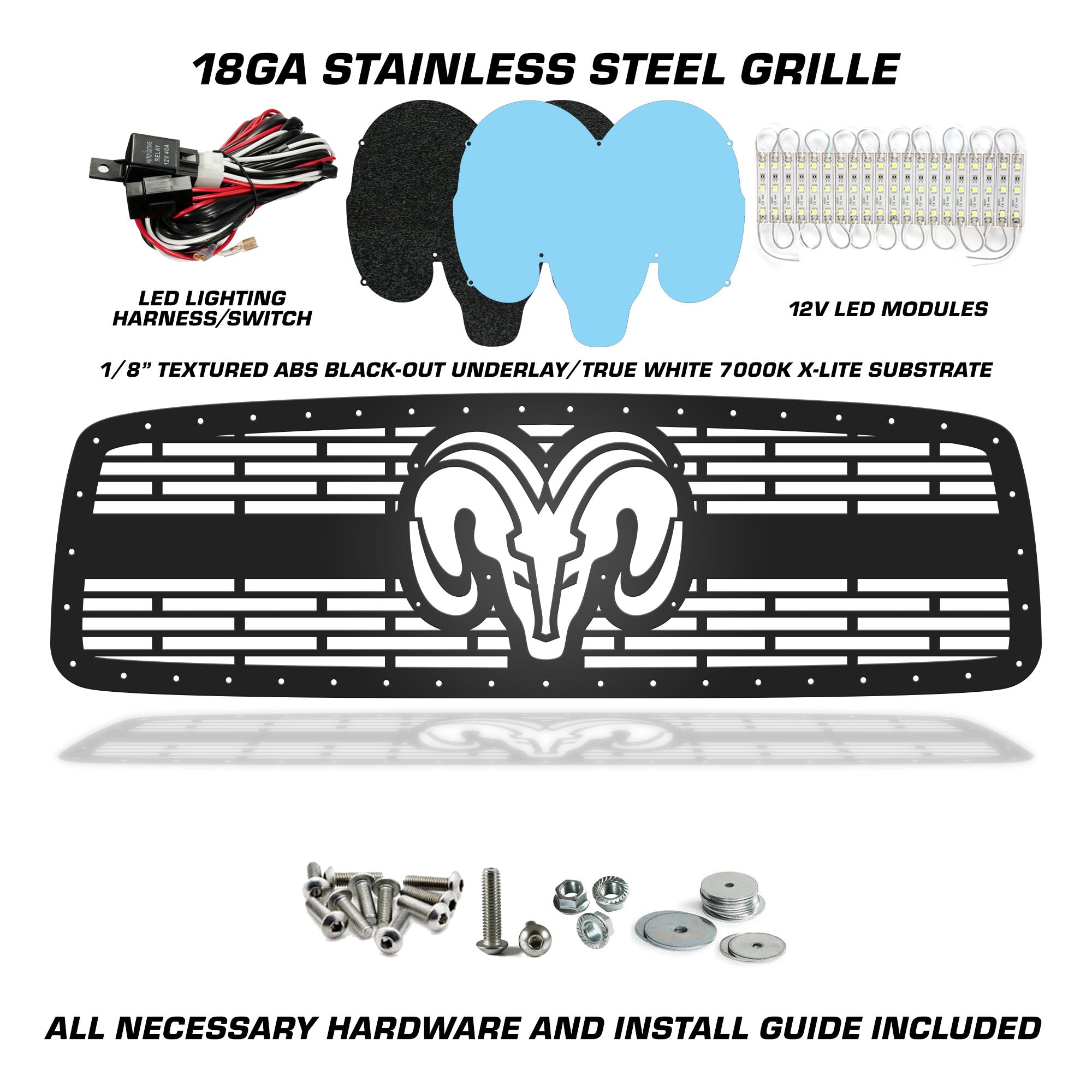 Dodge, RAM, 2500, 3500, Grilles, Truck Grilles, Truck, Grille, Grill, 300 Industries, Powder Coat, Aftermarket Accessories