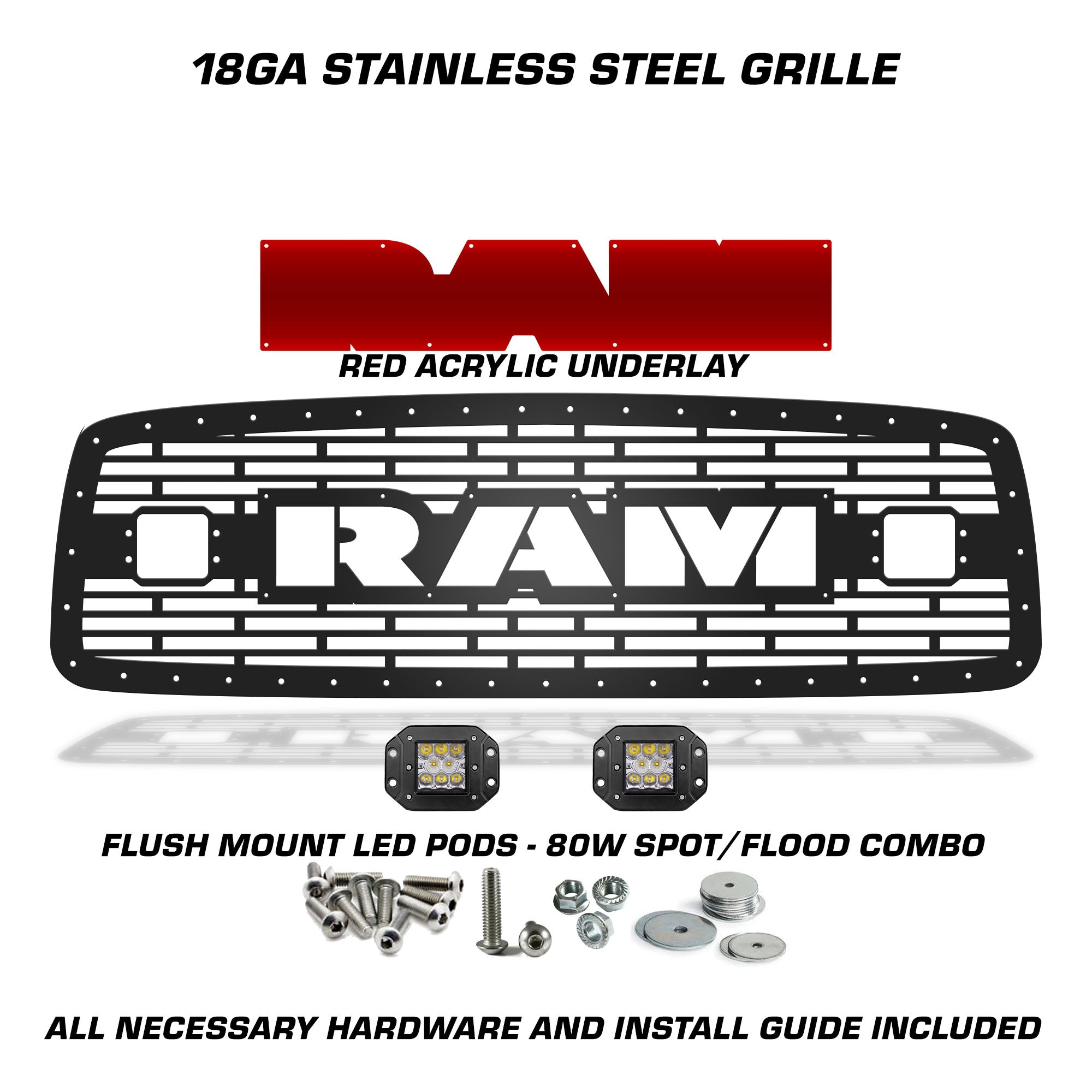 Dodge, RAM, 2500, 3500, Grilles, Truck Grilles, Truck, Grille, Grill, 300 Industries, Powder Coat, Aftermarket Accessories