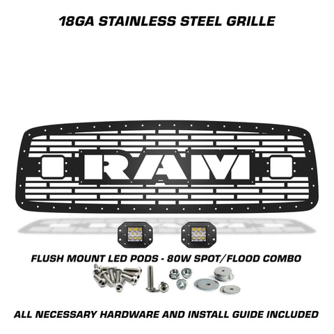 Dodge, RAM, 2500, 3500, Grilles, Truck Grilles, Truck, Grille, Grill, 300 Industries, Powder Coat, Aftermarket Accessories