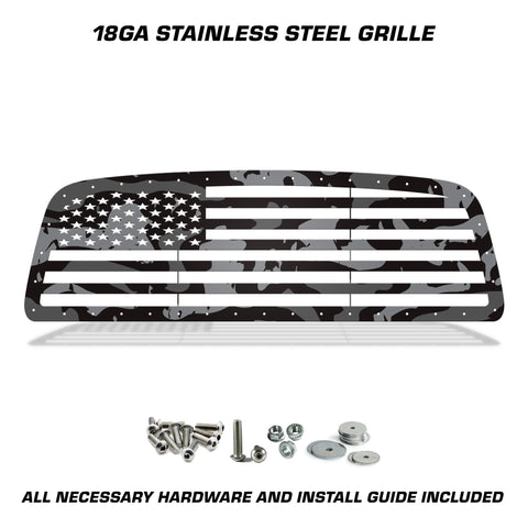 Steel Grille for Dodge Ram 1500 2009-2012 - Printed Subdued Camo STRAIGHT AMERICAN FLAG