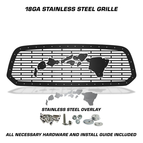 Steel Grille for Dodge Ram 1500 2013-2018 - HAWAII w/ STAINLESS STEEL