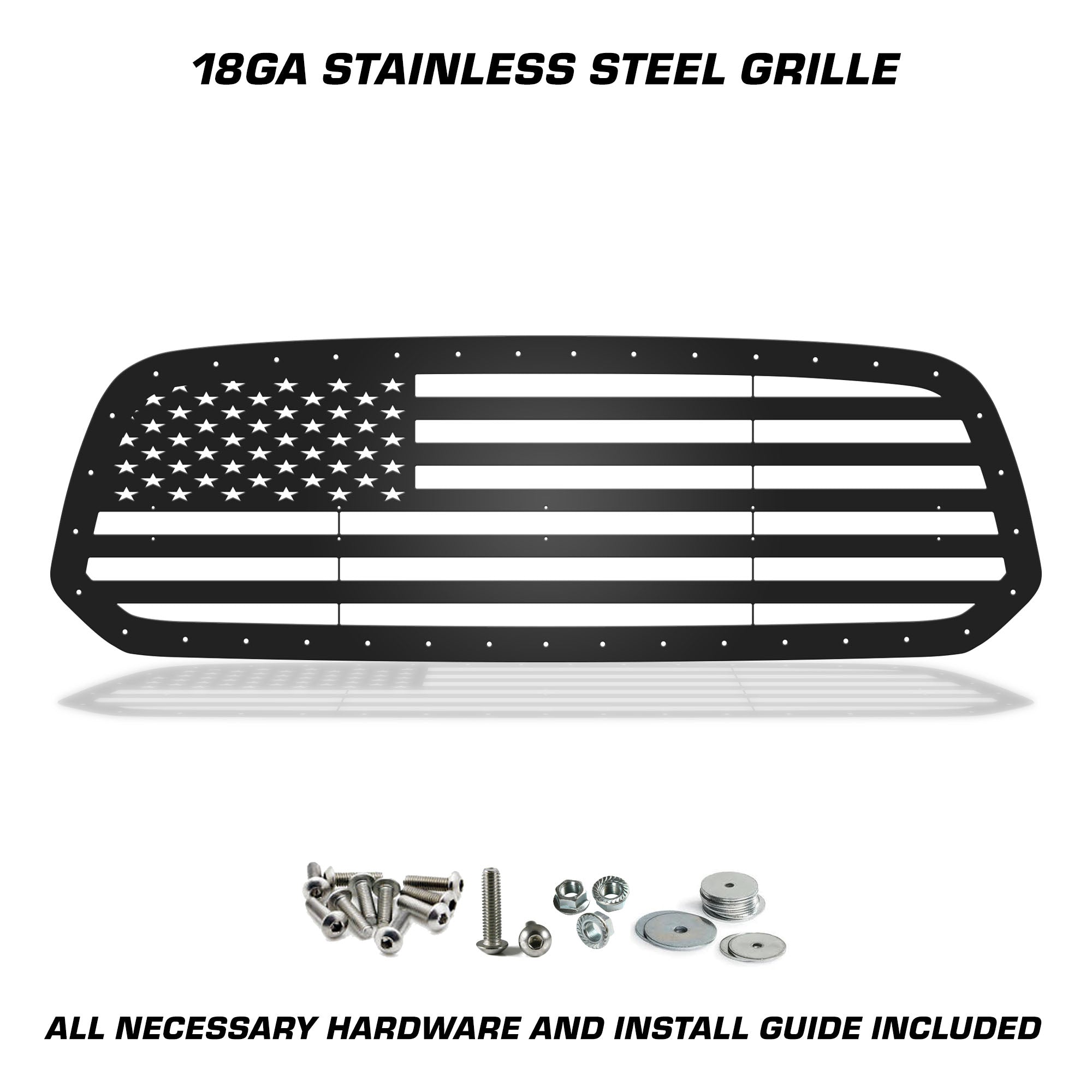 1 Piece Steel Grille for Dodge Ram 1500 2013-2018 - STRAIGHT AMERICAN FLAG