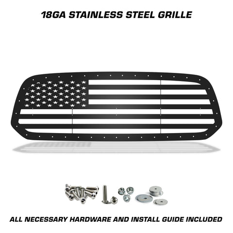 1 Piece Steel Grille for Dodge Ram 1500 2013-2018 - STRAIGHT AMERICAN FLAG