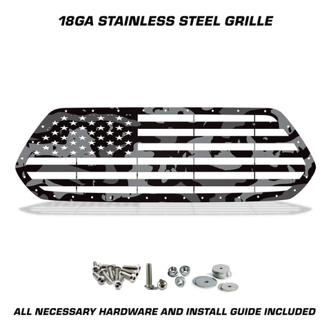 1 Piece Steel Grille for Toyota Tacoma 2016-2017 - Printed Subdued Camo STRAIGHT AMERICAN FLAG