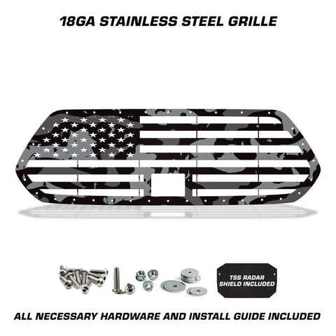 1 Piece Steel Pro Style Grille for Toyota Tacoma 2018-2023 - Printed Subdued Camo STRAIGHT AMERICAN FLAG