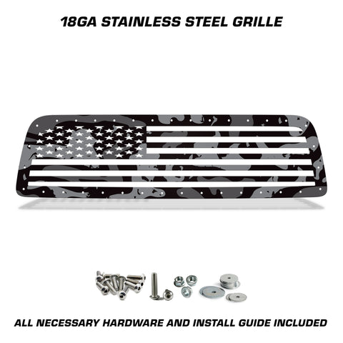 1 Piece Steel Grille for Toyota Tundra 2007-2009 - Printed Subdued Camo STRAIGHT AMERICAN FLAG