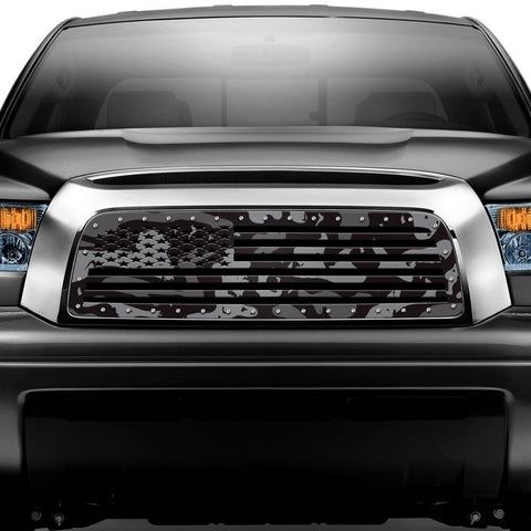 1 Piece Steel Grille for Toyota Tundra 2007-2009 - Printed Subdued Camo STRAIGHT AMERICAN FLAG
