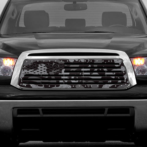 1 Piece Steel Grille for Toyota Tundra 2010-2013 - Printed Subdued Camo STRAIGHT AMERICAN FLAG