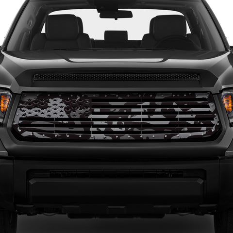 1 Piece Steel Grille for Toyota Tundra 2014-2017 - Printed Subdued Camo STRAIGHT AMERICAN FLAG