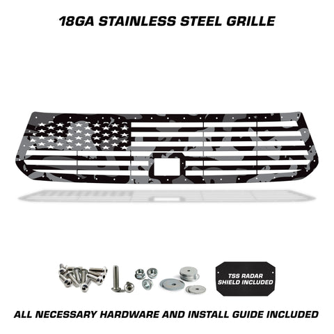 1 Piece Steel Grille for Toyota Tundra 2018-2021 Sport - Printed Subdued Camo STRAIGHT AMERICAN FLAG