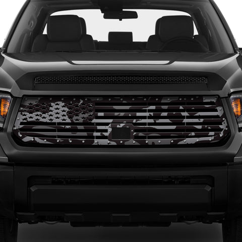 1 Piece Steel Grille for Toyota Tundra 2018-2021 Sport - Printed Subdued Camo STRAIGHT AMERICAN FLAG