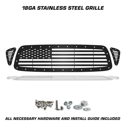 1 Piece Steel Grille for Toyota Tacoma 2001-2004 - STRAIGHT AMERICAN FLAG