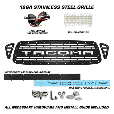 1 Piece LED X-Lite Steel Grille for Toyota Tacoma 2001-2004 - TACOMA V2