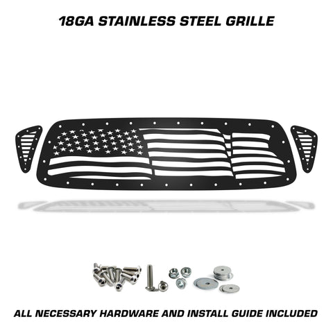 1 Piece Steel Grille for Toyota Tacoma 2001-2004 - WAVY AMERICAN FLAG