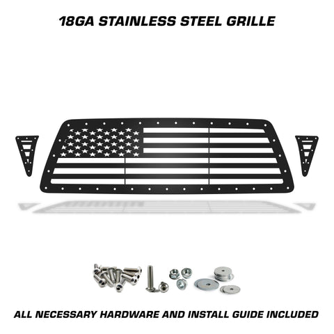 3 Piece Steel Grille for Toyota Tacoma 2005-2011 - STRAIGHT AMERICAN FLAG