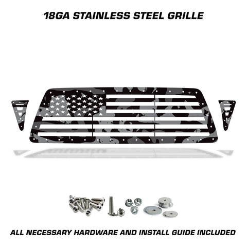 3 Piece Steel Grille for Toyota Tacoma 2005-2011 - Printed Subdued Camo STRAIGHT AMERICAN FLAG