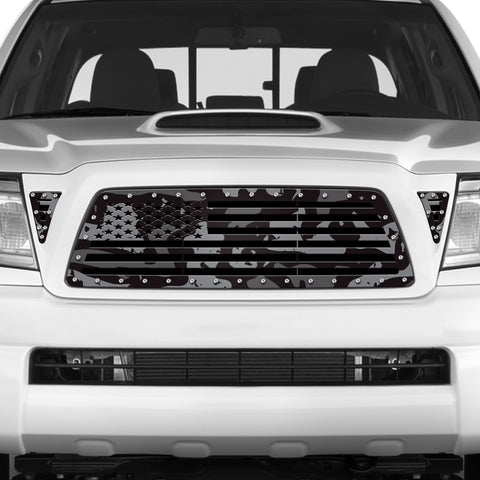 3 Piece Steel Grille for Toyota Tacoma 2005-2011 - Printed Subdued Camo STRAIGHT AMERICAN FLAG