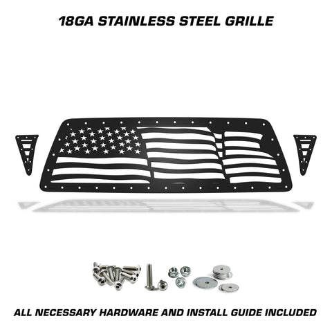 3 Piece Steel Grille for Toyota Tacoma 2005-2011 - WAVY AMERICAN FLAG