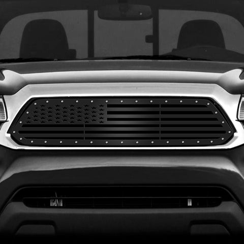 1 Piece Steel Grille for Toyota Tacoma 2012-2015 - STRAIGHT AMERICAN FLAG