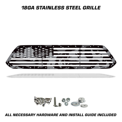 1 Piece Steel Grille for Toyota Tacoma 2012-2015 - Printed Subdued Camo STRAIGHT AMERICAN FLAG