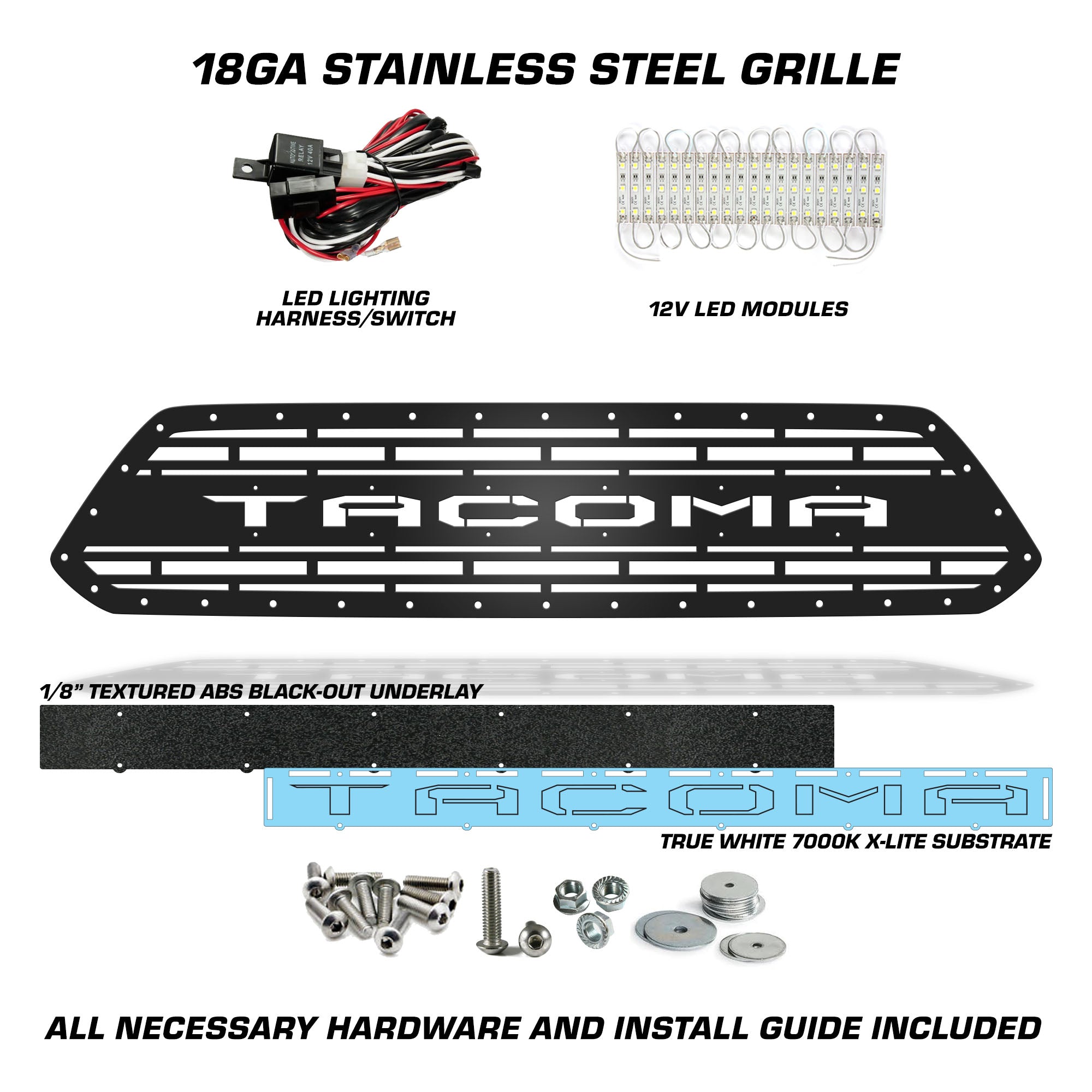 Toyota, Tacoma, Grilles, Truck Grilles, Truck, Grille, Grill, 300 Industries, Powder Coat, Aftermarket Accessories