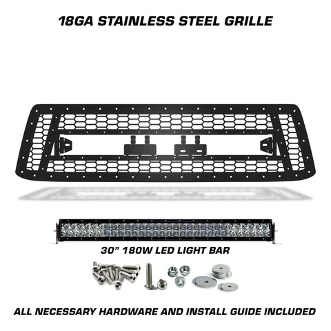 1 Piece Steel Grille for Toyota Tundra 2010-2013 - LED LIGHT BAR