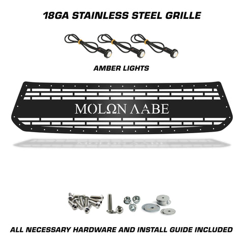 1 Piece Steel Grille for Toyota Tundra 2014-2017 - MOLON LABE w/ 3 AMBER RAPTOR LIGHTS