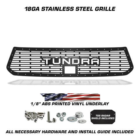 1 Piece Steel Grille for Toyota Tundra 2018-2021  Sport - TUNDRA V1 w/ AMERICAN FLAG UNDERLAY