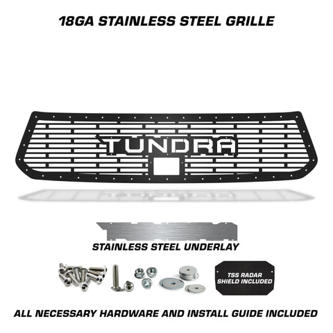 1 Piece Steel Grille for Toyota Tundra 2018-2021 Sport - TUNDRA V1 w/ STAINLESS STEEL UNDERLAY