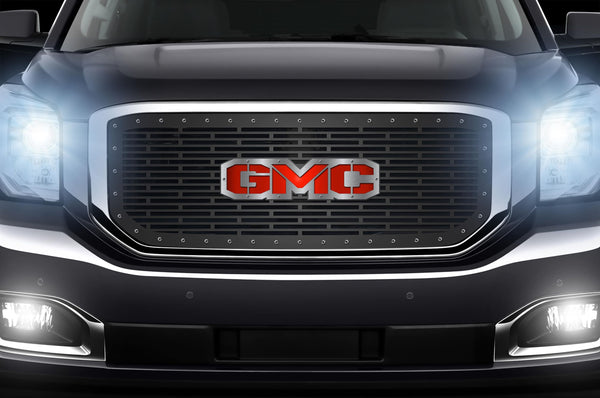 1 Piece Steel Grille for GMC Yukon Denali 2015-2020 -GMC Red Underlay/Stainless Overlay