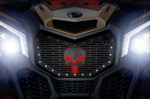 1 Piece Steel LED X-Lite Grille CanAm Maverick X3 - PUNISHER SKULL