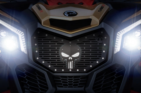 1 Piece Steel LED X-Lite Grille CanAm Maverick X3 - PUNISHER SKULL