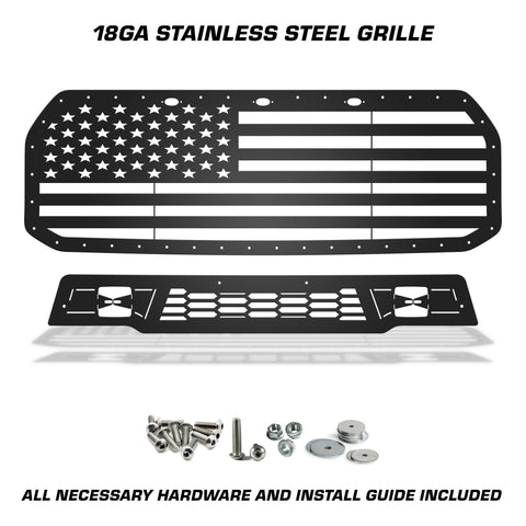 1 Piece Steel Grille for Ford Raptor SVT 2017-2020 - STRAIGHT AMERICAN FLAG